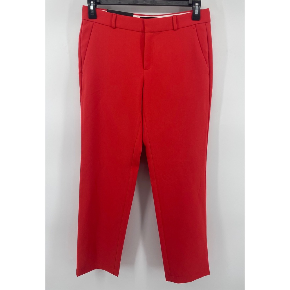 Banana Republic Avery Pants Women 4L Red Mid Rise Straight Ankle Career NWT